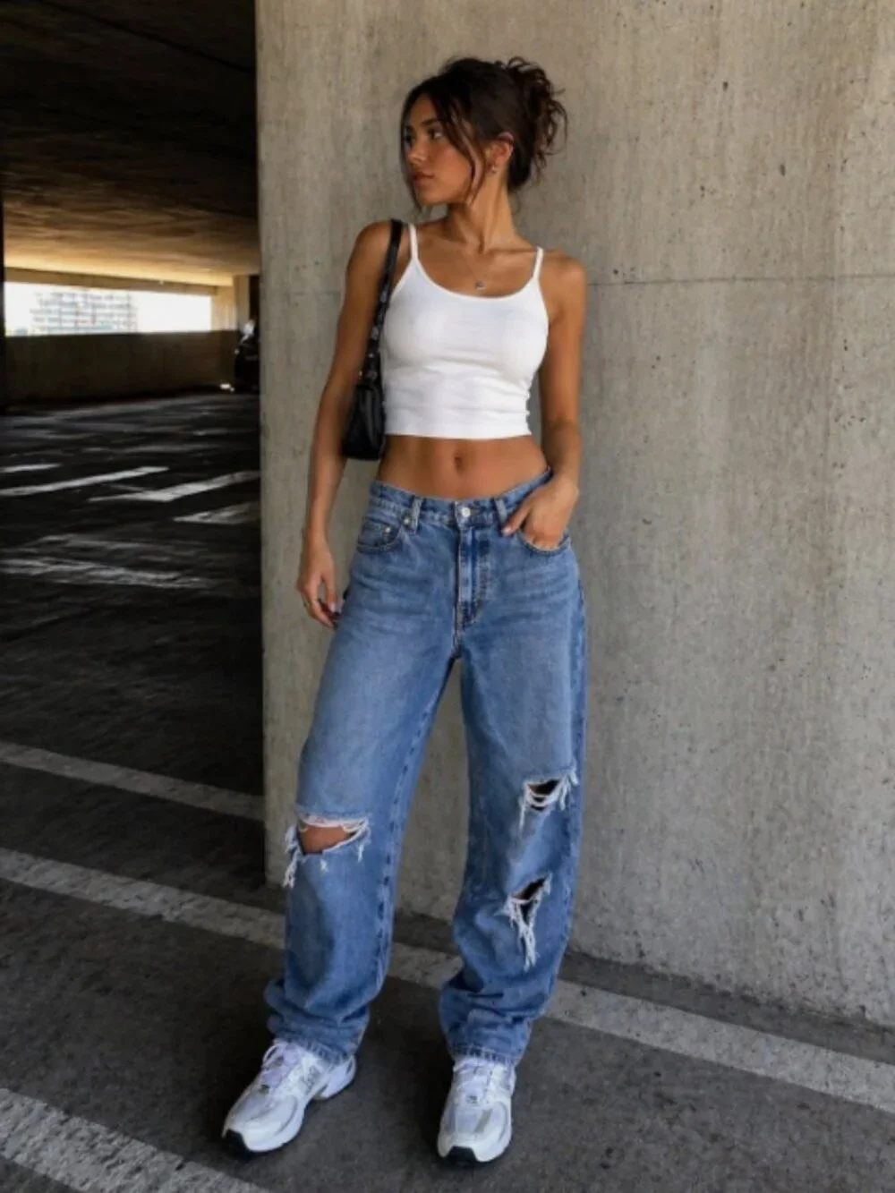 Levi’s SilverTab Mom Jeans Distressed Medium Wash W30 Y2K Denim
